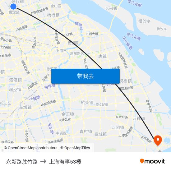 永新路胜竹路 to 上海海事53楼 map