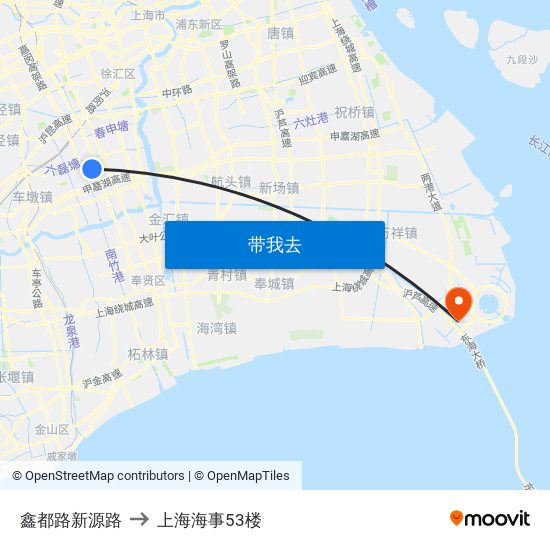 鑫都路新源路 to 上海海事53楼 map