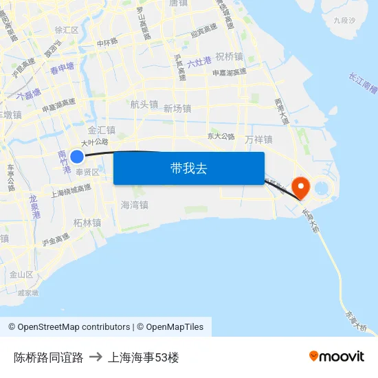 陈桥路同谊路 to 上海海事53楼 map