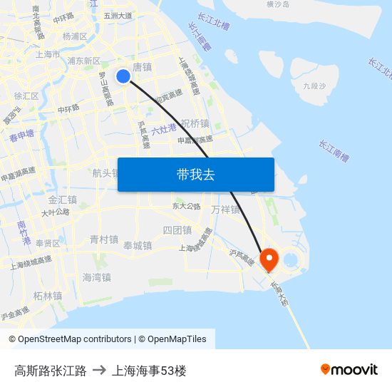 高斯路张江路 to 上海海事53楼 map