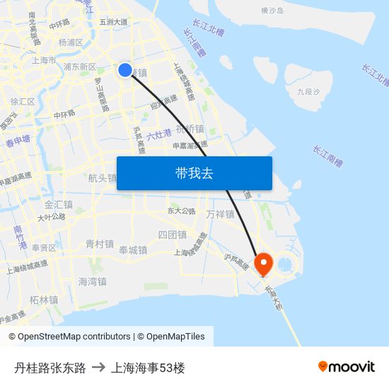 丹桂路张东路 to 上海海事53楼 map