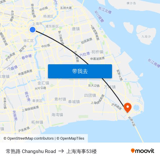 常熟路 Changshu Road to 上海海事53楼 map