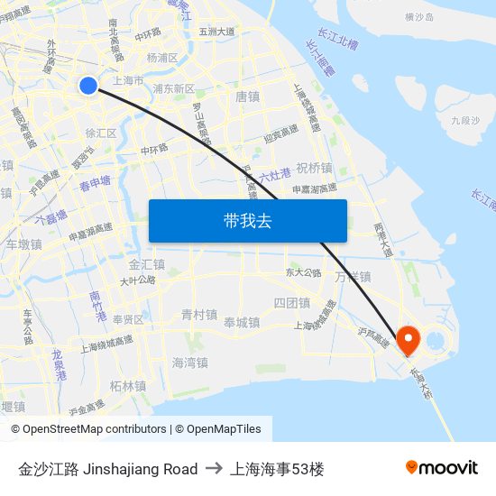 金沙江路 Jinshajiang Road to 上海海事53楼 map