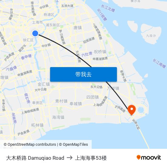 大木桥路 Damuqiao Road to 上海海事53楼 map