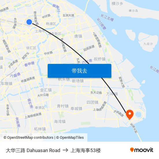 大华三路 Dahuasan Road to 上海海事53楼 map