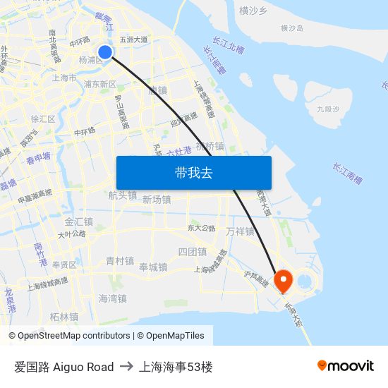 爱国路 Aiguo Road to 上海海事53楼 map