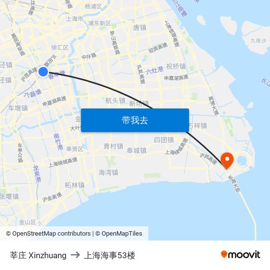 莘庄 Xinzhuang to 上海海事53楼 map