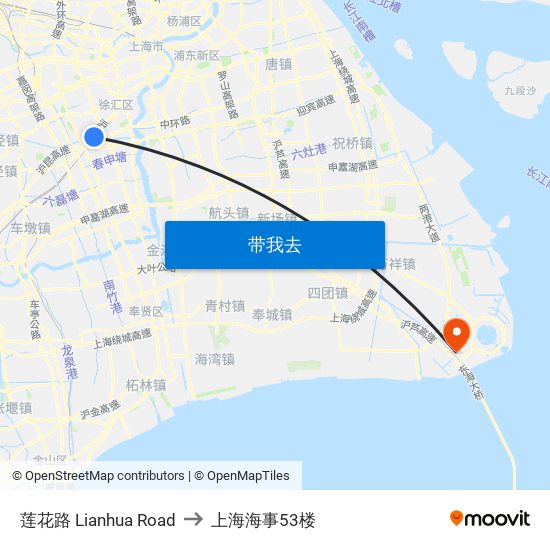 莲花路 Lianhua Road to 上海海事53楼 map