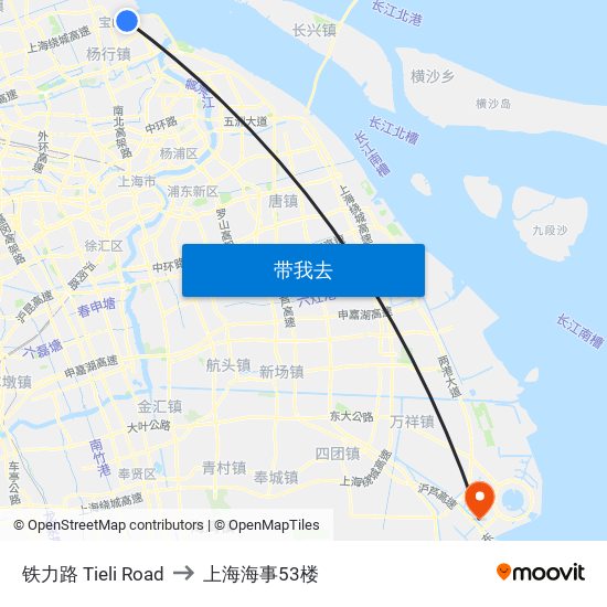 铁力路 Tieli Road to 上海海事53楼 map