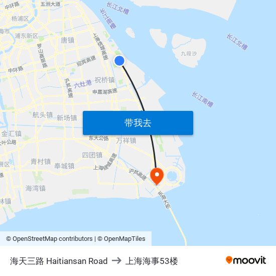 海天三路 Haitiansan Road to 上海海事53楼 map