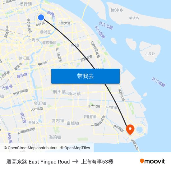 殷高东路 East Yingao Road to 上海海事53楼 map