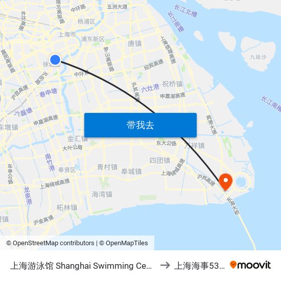 上海游泳馆 Shanghai Swimming Center to 上海海事53楼 map