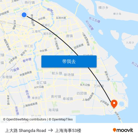 上大路 Shangda Road to 上海海事53楼 map