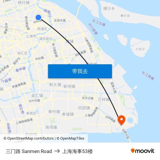 三门路 Sanmen Road to 上海海事53楼 map