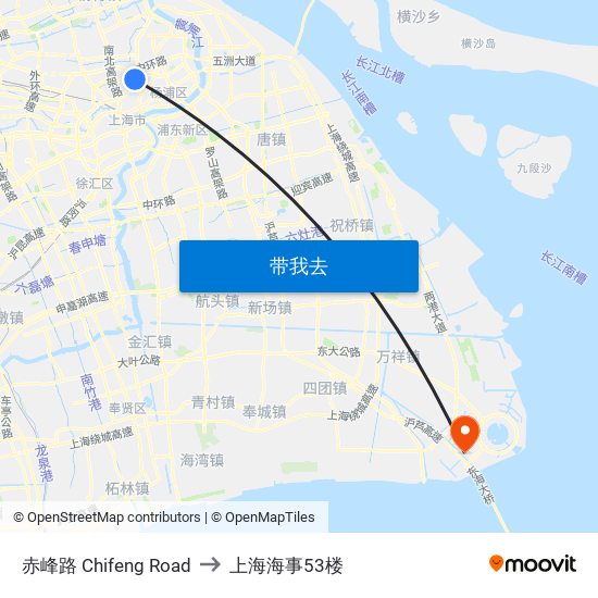 赤峰路 Chifeng Road to 上海海事53楼 map
