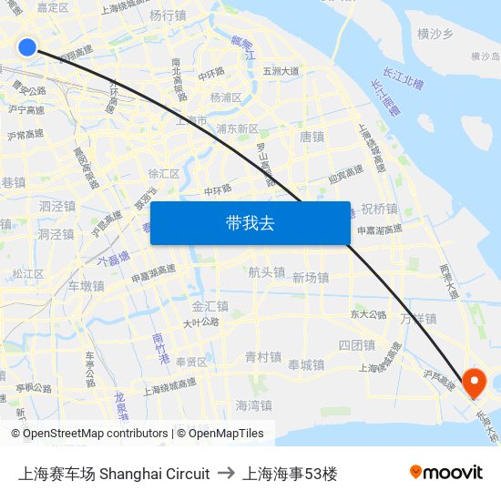上海赛车场 Shanghai Circuit to 上海海事53楼 map