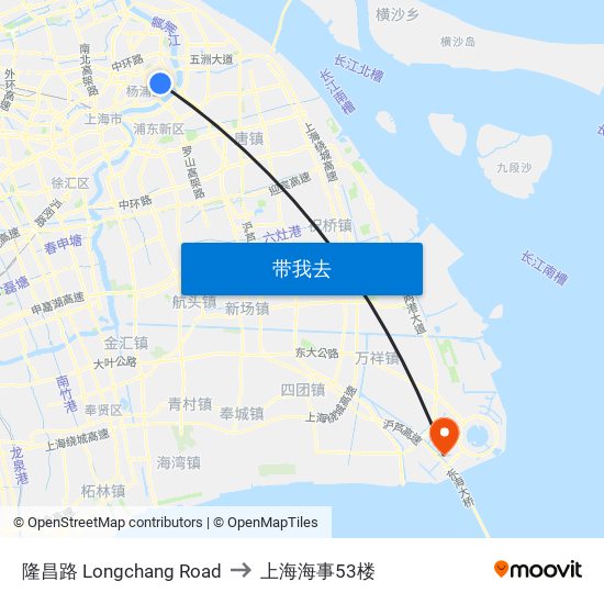 隆昌路 Longchang Road to 上海海事53楼 map