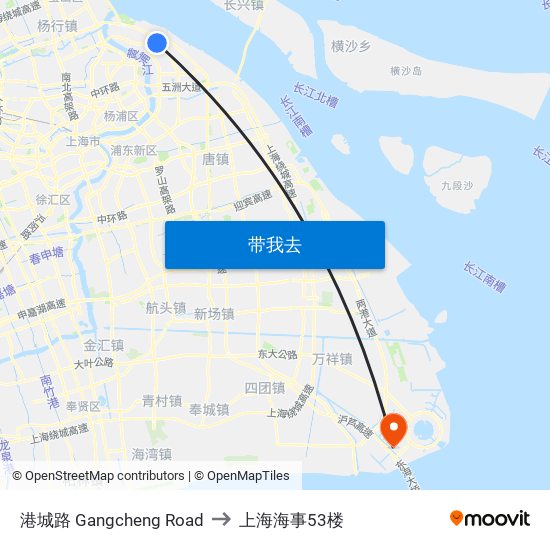 港城路 Gangcheng Road to 上海海事53楼 map