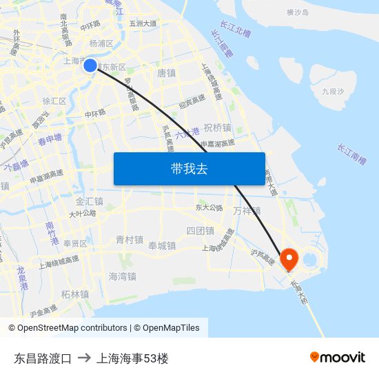 东昌路渡口 to 上海海事53楼 map