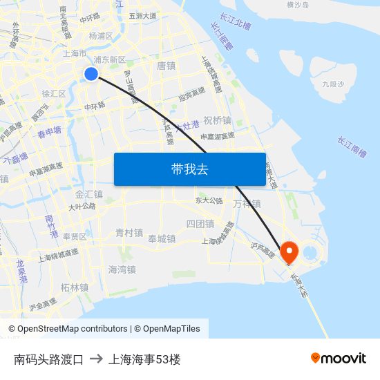 南码头路渡口 to 上海海事53楼 map