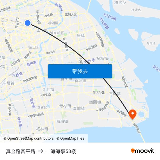 真金路富平路 to 上海海事53楼 map