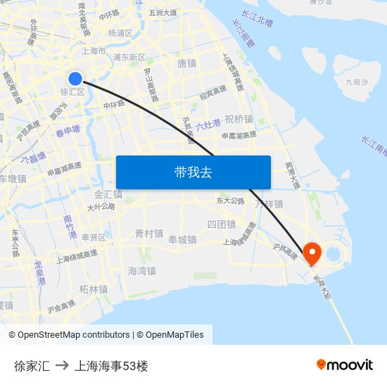 徐家汇 to 上海海事53楼 map