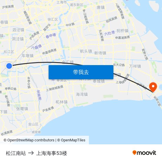 松江南站 to 上海海事53楼 map