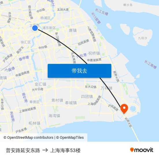 普安路延安东路 to 上海海事53楼 map