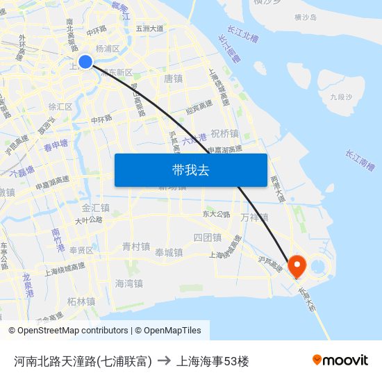 河南北路天潼路(七浦联富) to 上海海事53楼 map