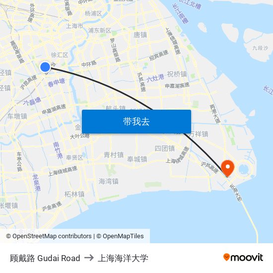顾戴路 Gudai Road to 上海海洋大学 map