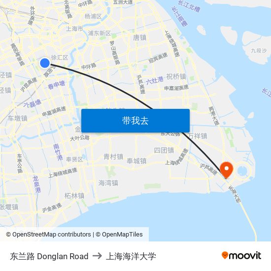 东兰路 Donglan Road to 上海海洋大学 map
