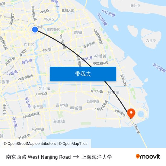 南京西路  West Nanjing Road to 上海海洋大学 map