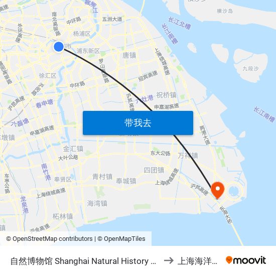 自然博物馆 Shanghai Natural History Museum to 上海海洋大学 map