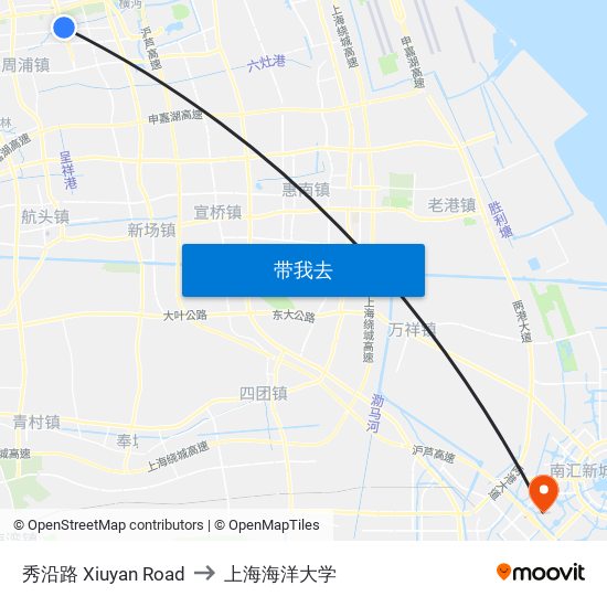 秀沿路 Xiuyan Road to 上海海洋大学 map
