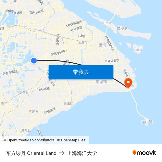 东方绿舟 Oriental Land to 上海海洋大学 map