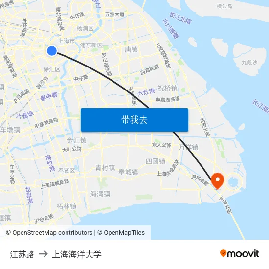 江苏路 to 上海海洋大学 map