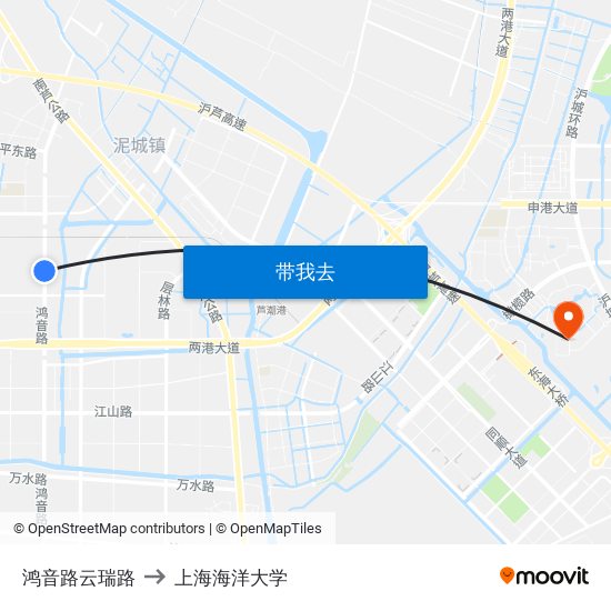 鸿音路云瑞路 to 上海海洋大学 map