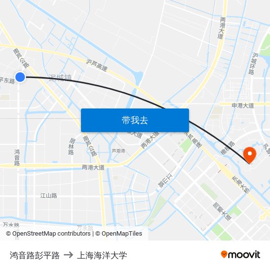 鸿音路彭平路 to 上海海洋大学 map