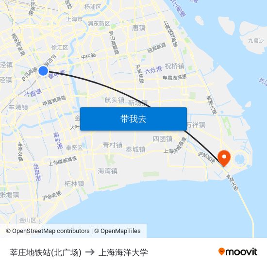 莘庄地铁站(北广场) to 上海海洋大学 map