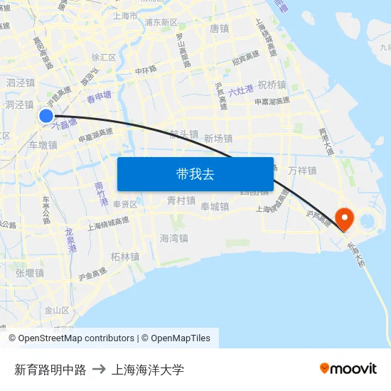 新育路明中路 to 上海海洋大学 map
