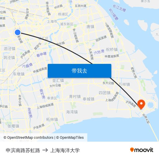 申滨南路苏虹路 to 上海海洋大学 map