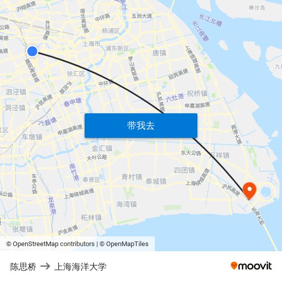 陈思桥 to 上海海洋大学 map