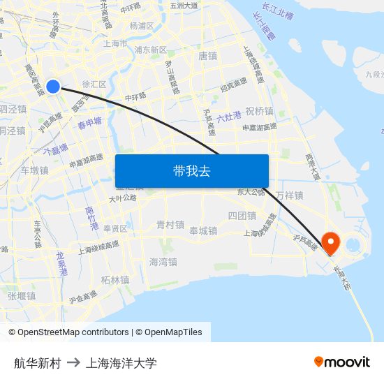 航华新村 to 上海海洋大学 map
