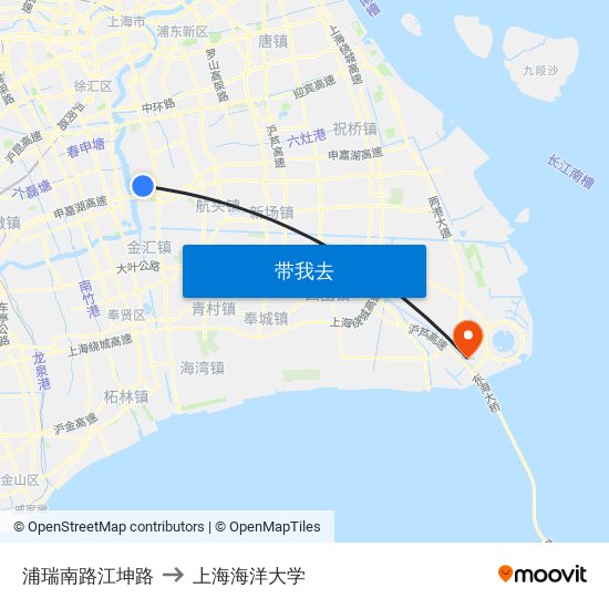 浦瑞南路江坤路 to 上海海洋大学 map