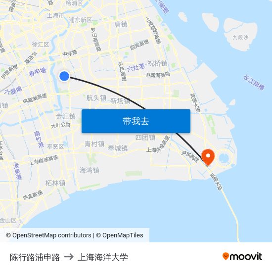 陈行路浦申路 to 上海海洋大学 map