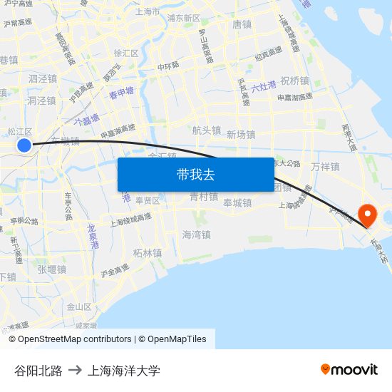 谷阳北路 to 上海海洋大学 map