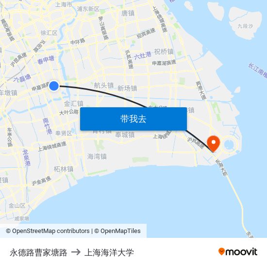 永德路曹家塘路 to 上海海洋大学 map