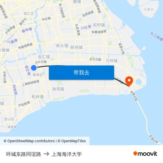 环城东路同谊路 to 上海海洋大学 map