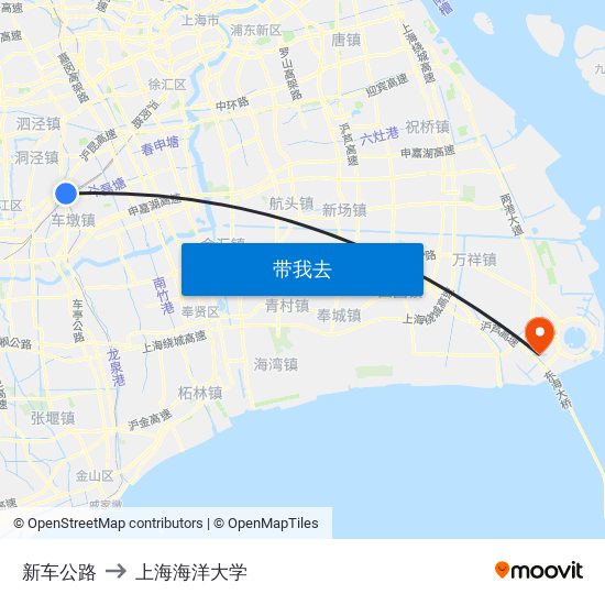 新车公路 to 上海海洋大学 map