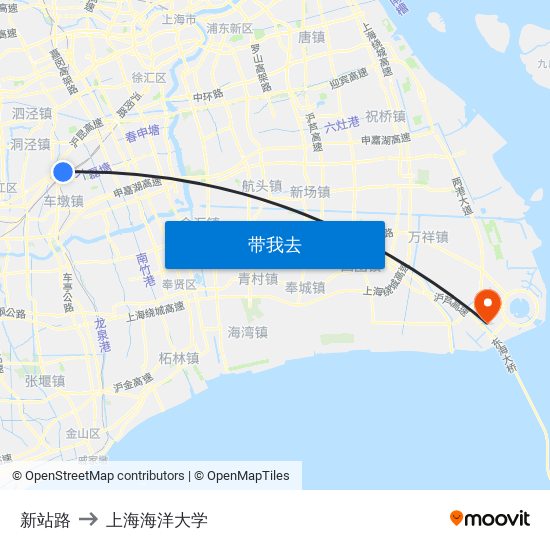 新站路 to 上海海洋大学 map